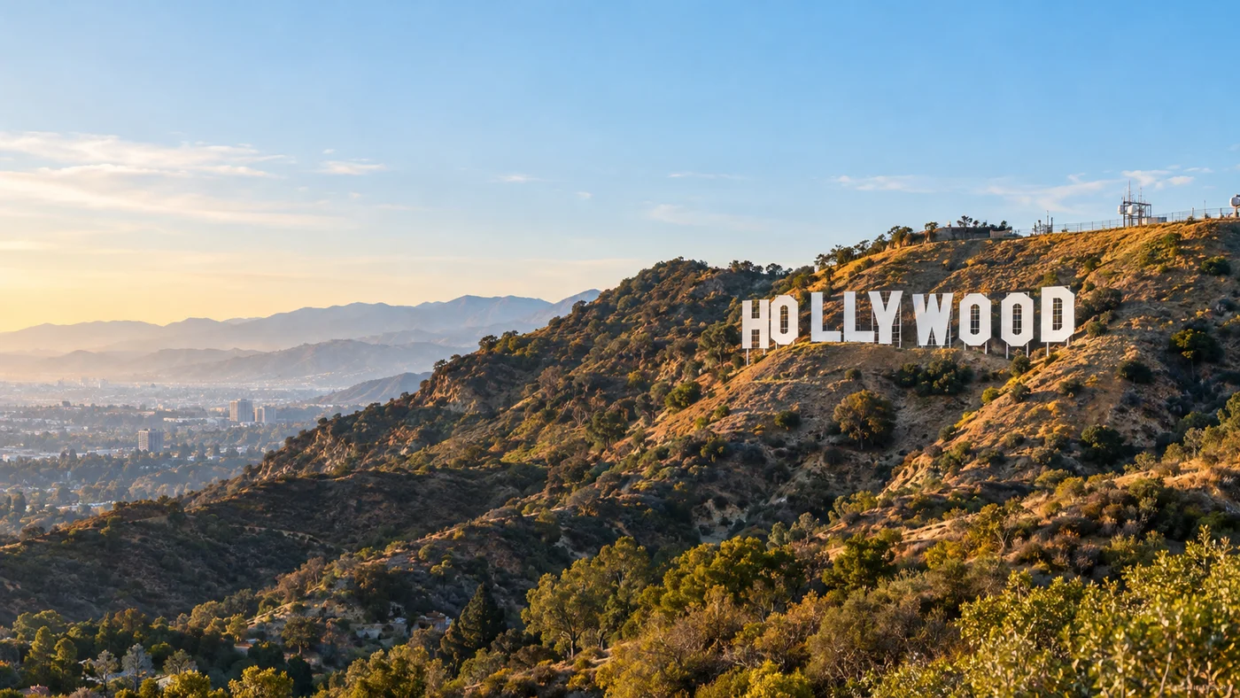Illustrative photograph of the Hollywood Hills in California